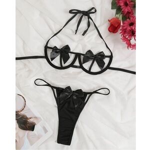 Elegant Black Bow Bikini Set